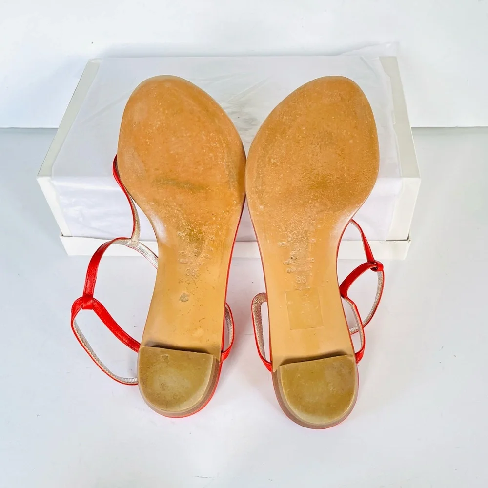Sergio Rossi red leather flat sandals  38